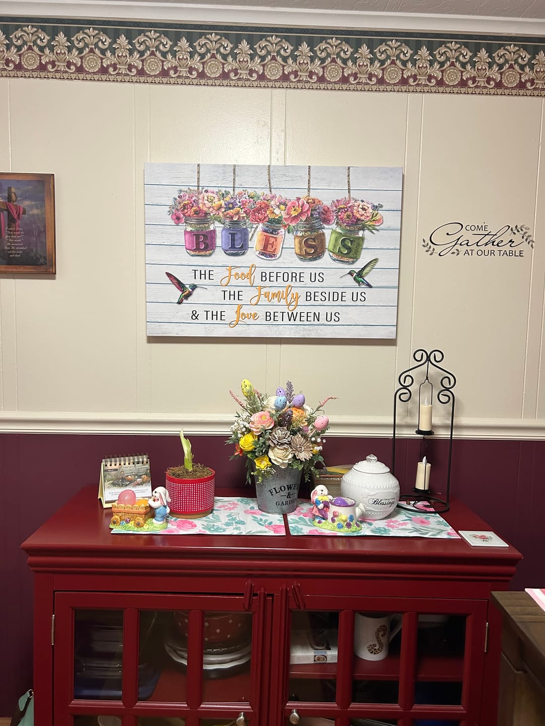 Customer photo review of Bless the Food Before Us, Flowers Hanging in Jars, Wall Art Canvas