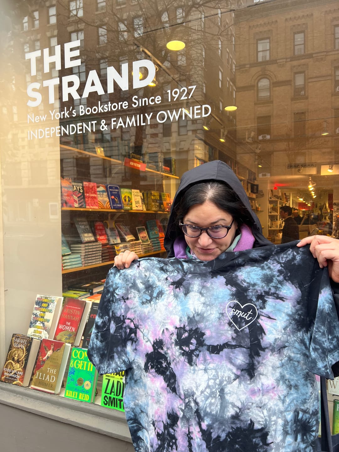 Customer photo review of smut heart embroidered oversized tie-dye t-shirt