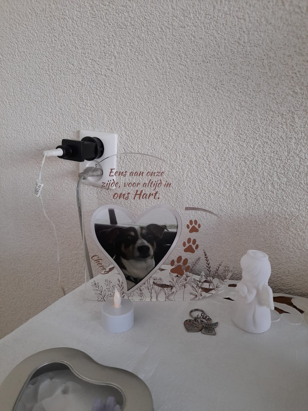 Customer photo review of Eens aan mijn zijde - Gepersonaliseerd glazen hart