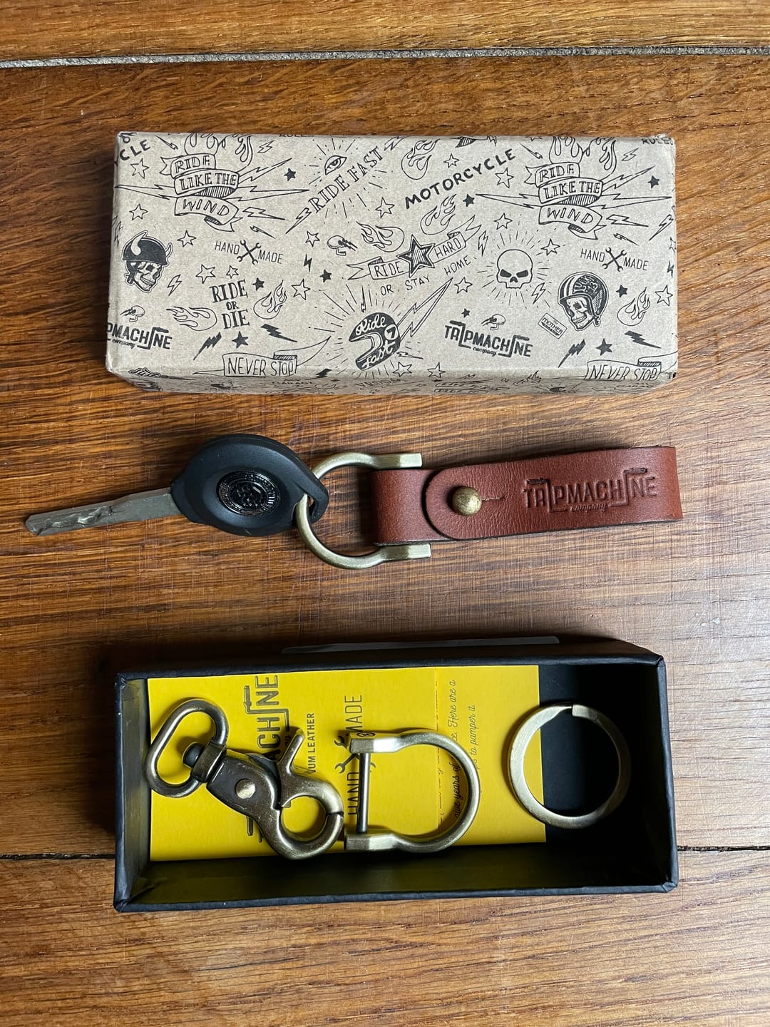 Customer photo review of key fob with antique gold