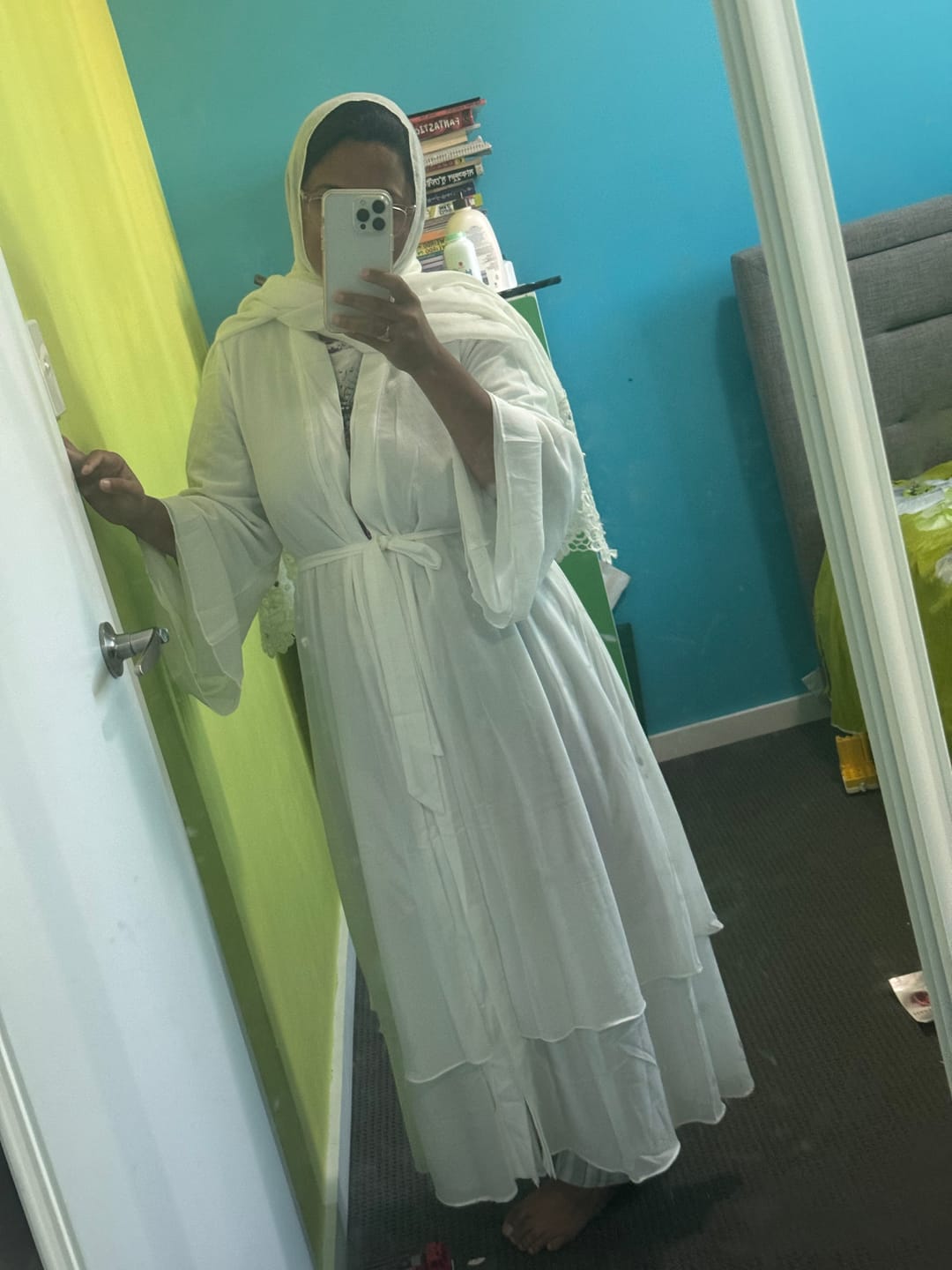 Customer photo review of Aisha Abaya + Hijab - White