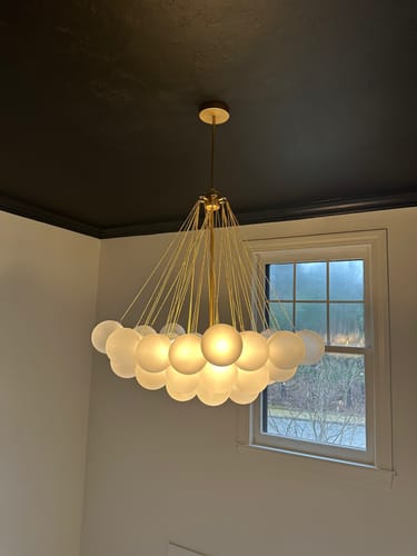 Customer photo review of Modern 3-Light Cluster Glass Globe Frosted Bubble Chandelier