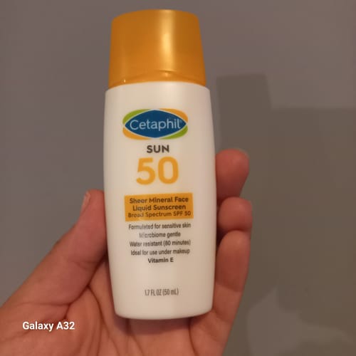 Customer photo review of SHEER MINERAL SUNSCREEN FACE LIQUID BROAD SPECTRUM SPF 50 50ml