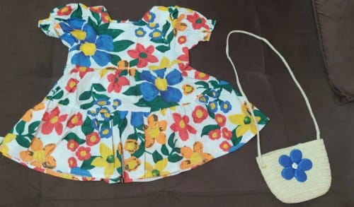 Customer photo review of Tropical Print Dress With Bag