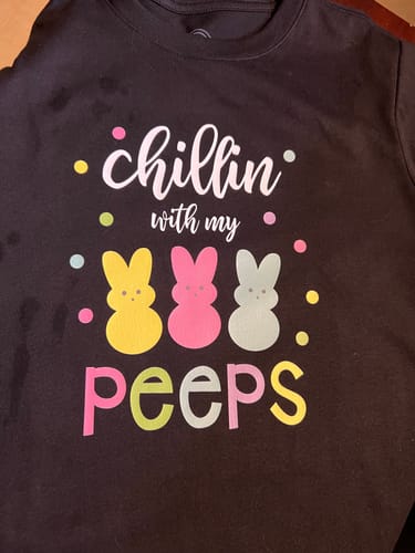 Customer photo review of Chillin With My Peeps Easter DTF Heat Transfer, Easter Design