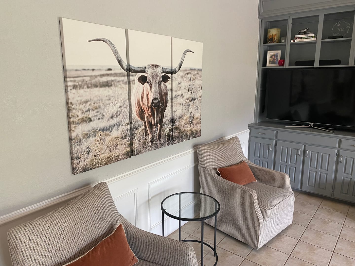 Customer photo review of Longhorn Cow show off horns №04133 Ready to Hang Canvas Print