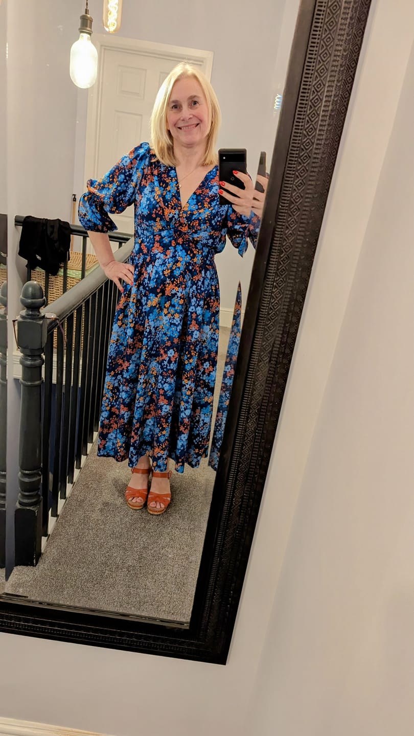Customer photo review of Blossoming Flowers Polyester Crepe Fabric
