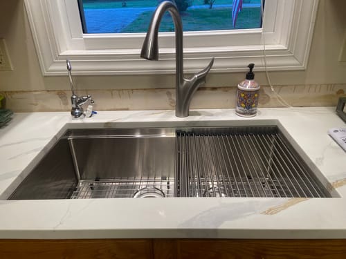 Customer photo review of 34" Workstation Sink - Double Bowl - Large Bowl Left (5LD34L)