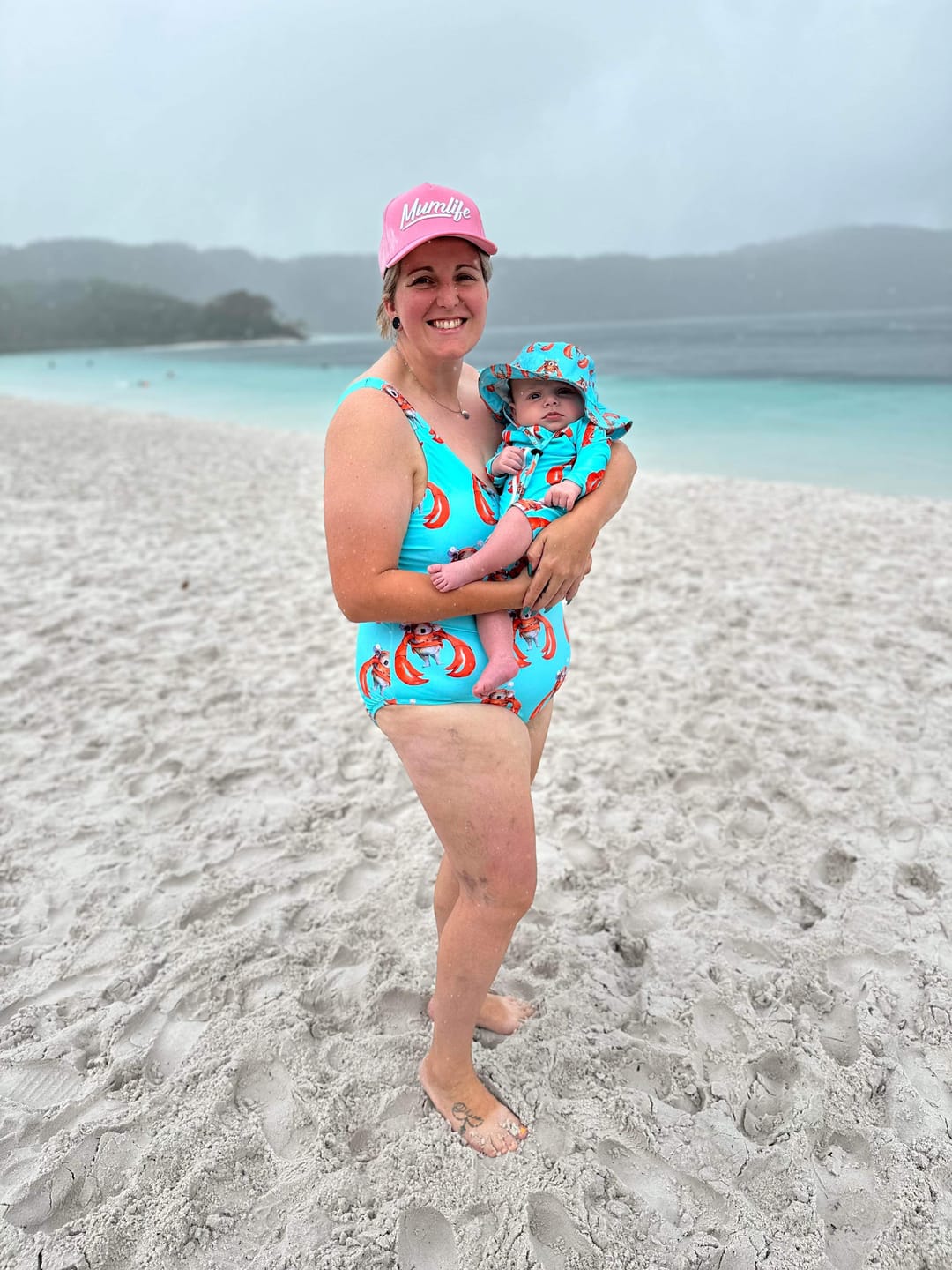 Customer photo review of Crab Koala Women's One Piece Sleeveless Swimsuit
