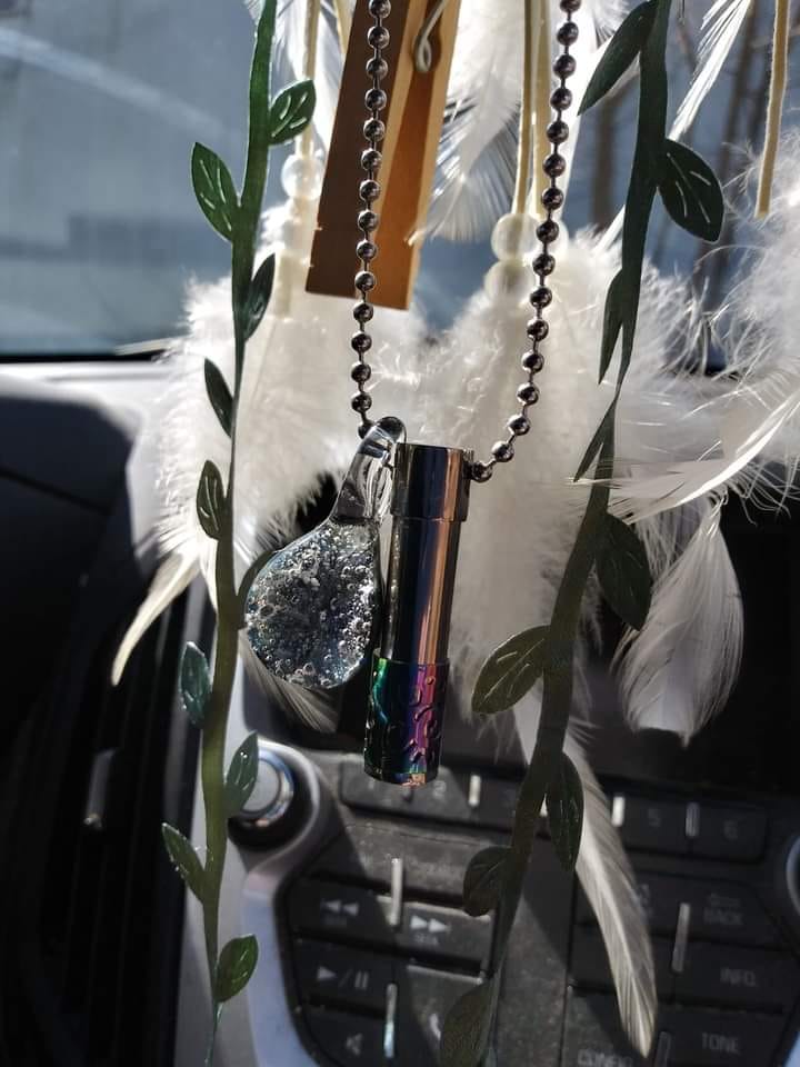 Customer photo review of Ghost Pendant with Infused Cremation Ashes