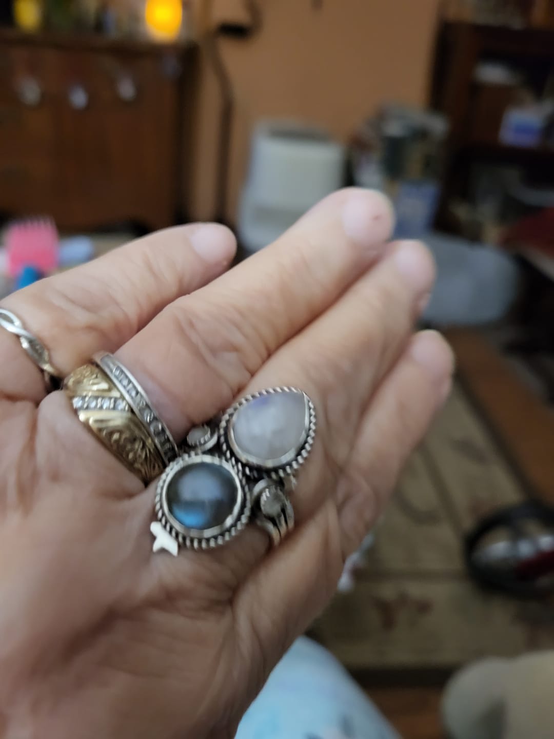 Customer photo review of Celestial Moonstone and Labradorite Silver Ring