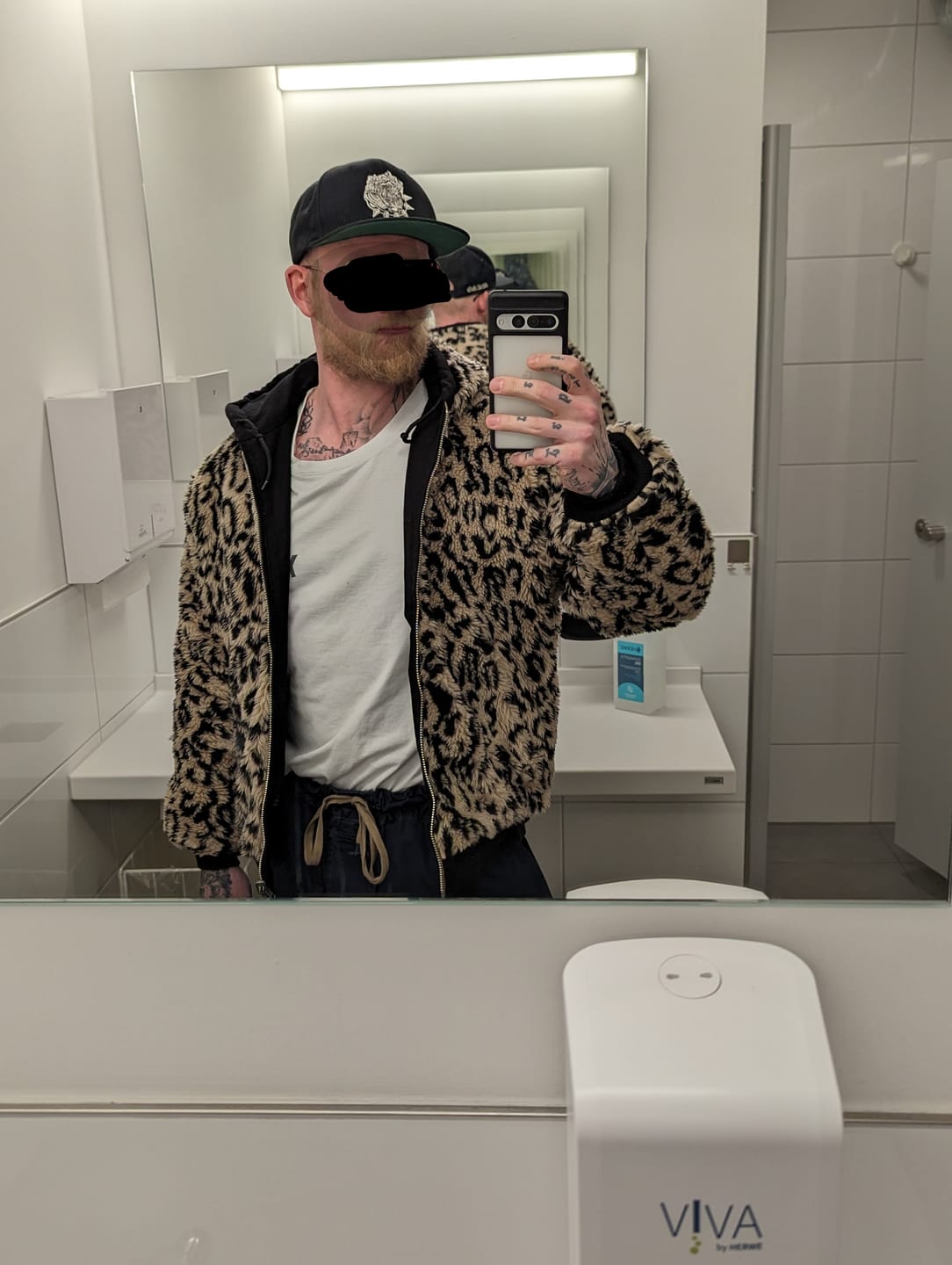 Customer photo review of Leopard Print Reversible Deck Jacket - Black