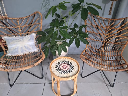 Customer photo review of Floral Rattan Table