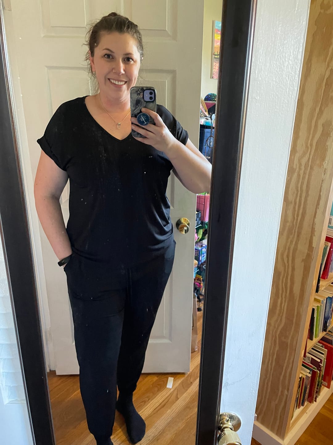 Customer photo review of Brigitte Brianna Blouse Tee & Street Joggers Set (BLACK)