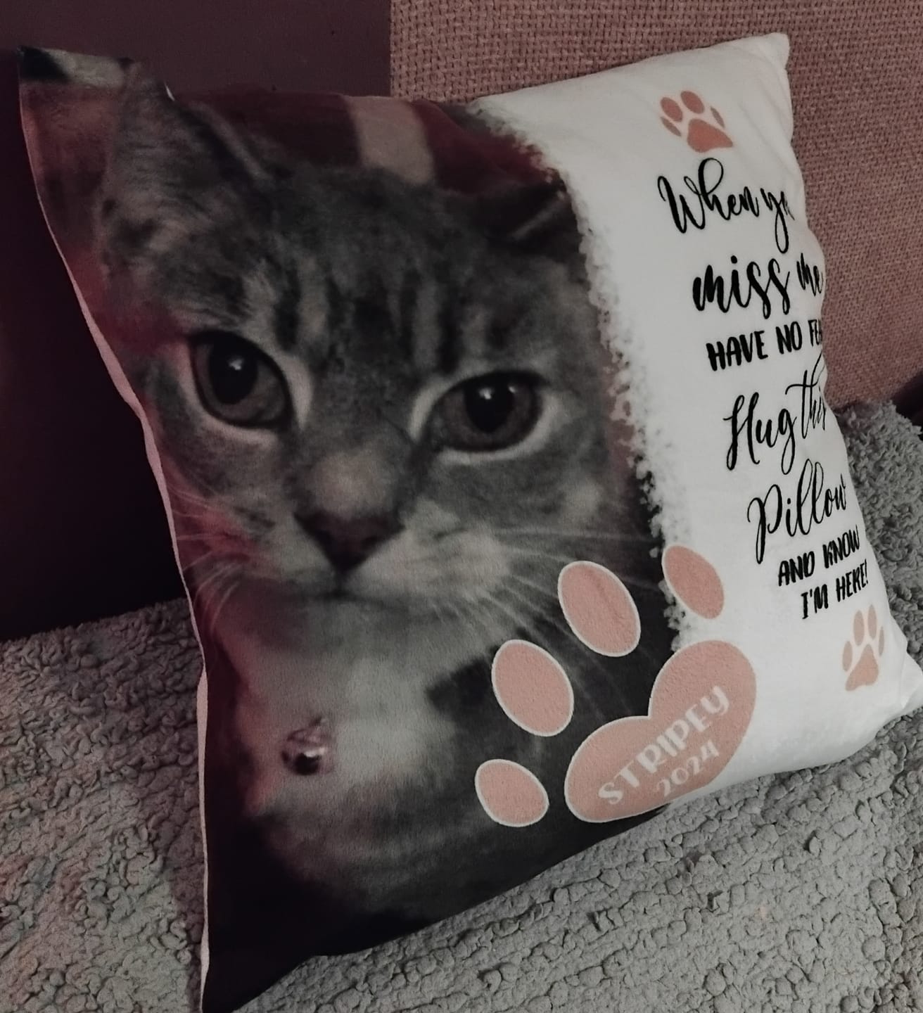 Customer photo review of When you miss me - Personalised pillow