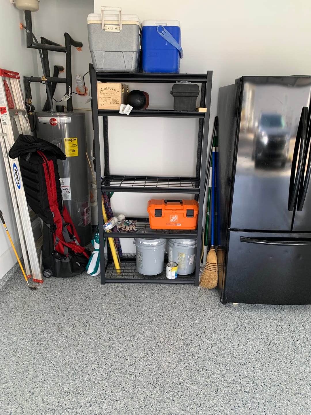 Customer photo review of REIBII 35.6"W Metal Shelving 2500LBS Heavy-Duty Storage Shelves Adjustable Storage Shelves for Garage, Kitchen,Basement