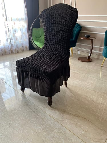 Customer photo review of 2023 Turkish Bubble Frill Chair Covers : Beige