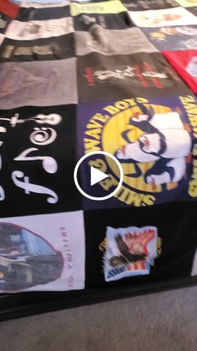 T-shirt quilt with music, comedy themes by Carolyn  from TX