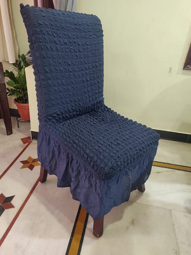 Customer photo review of 2023 Turkish Bubble Frill Chair Covers : Beige