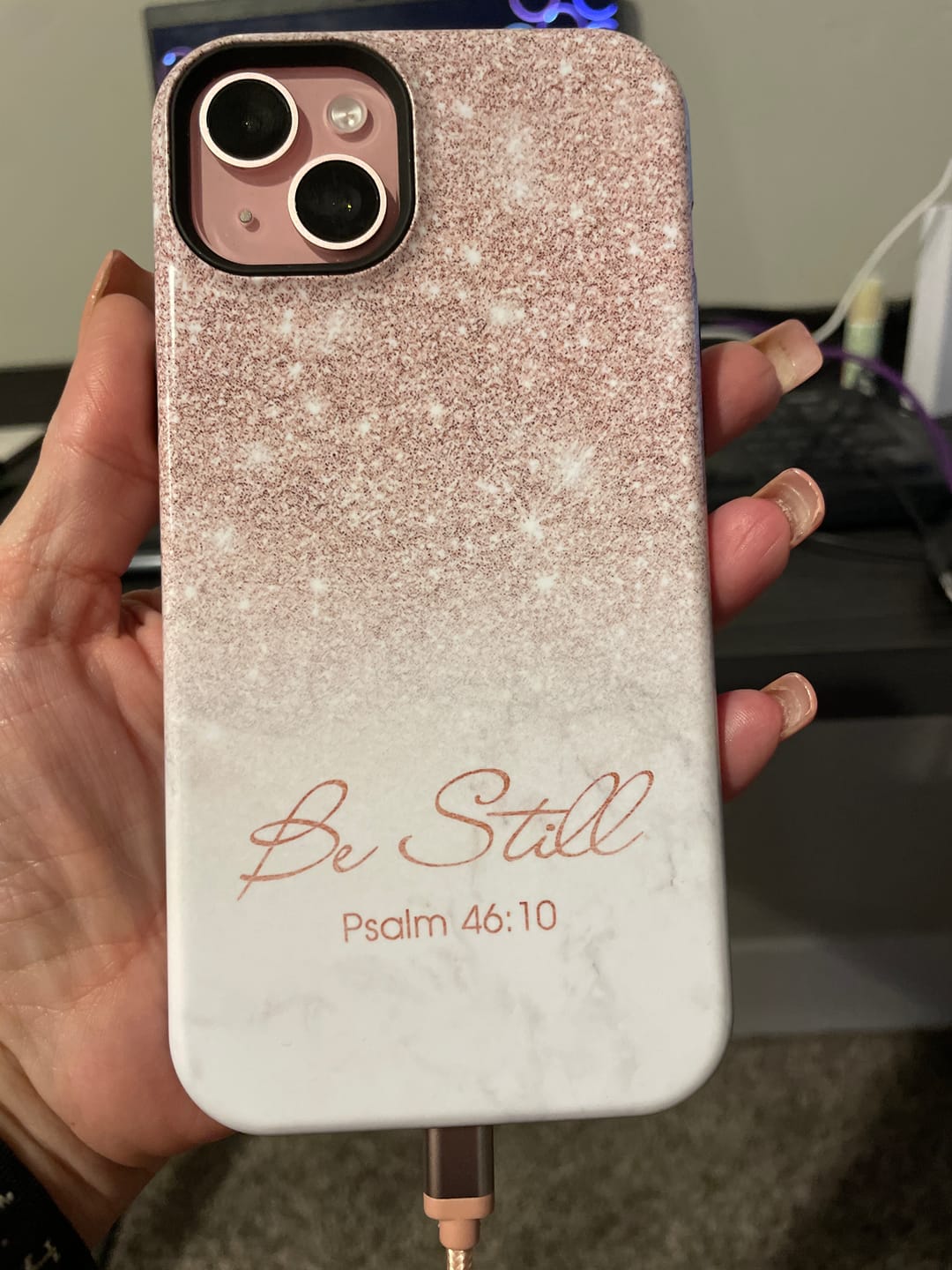 Customer photo review of Be Still Psalm 46:10 phone case | Christian gifts