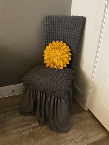 Customer photo review of 2023 Turkish Bubble Frill Chair Covers : Beige