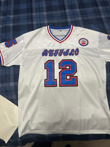 Customer photo review of Custom White Royal-Red Mesh Authentic Throwback Football Jersey