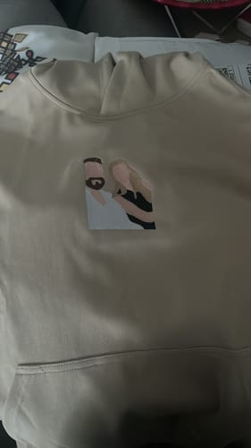 Customer photo review of Custom Embroidered Sweatshirt Portrait Music Player Couple Family Gift