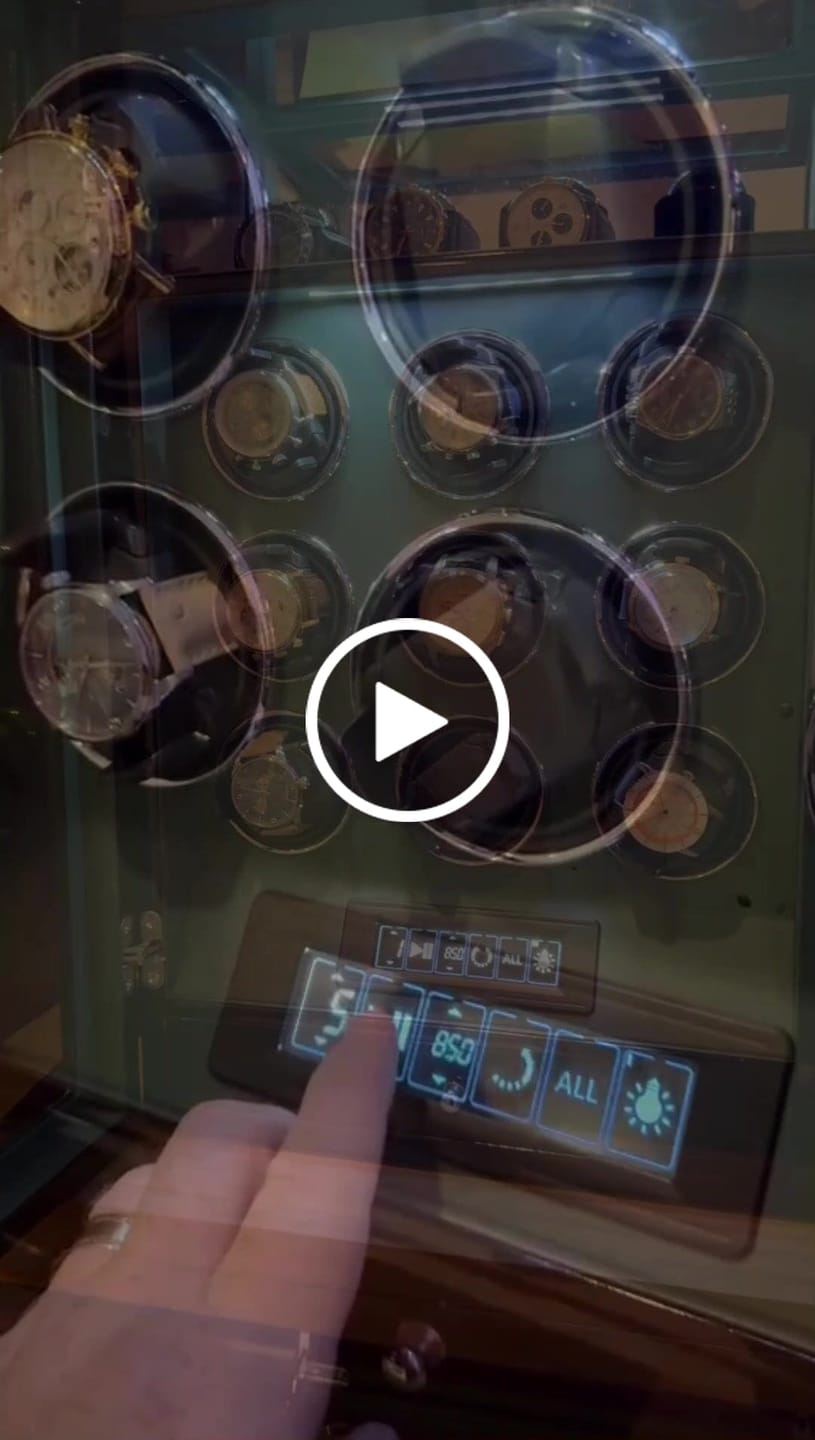 Customer video review of Fingerprint Lock 9 Watch Winders with 4 Watch Holders Storage LCD Remote Control - Green
