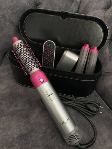 Customer photo review of Brosse Sèche-Cheveux Ionique nickel/fuchsia | Novaa® Hair Dryer Multistyler 5-en-1