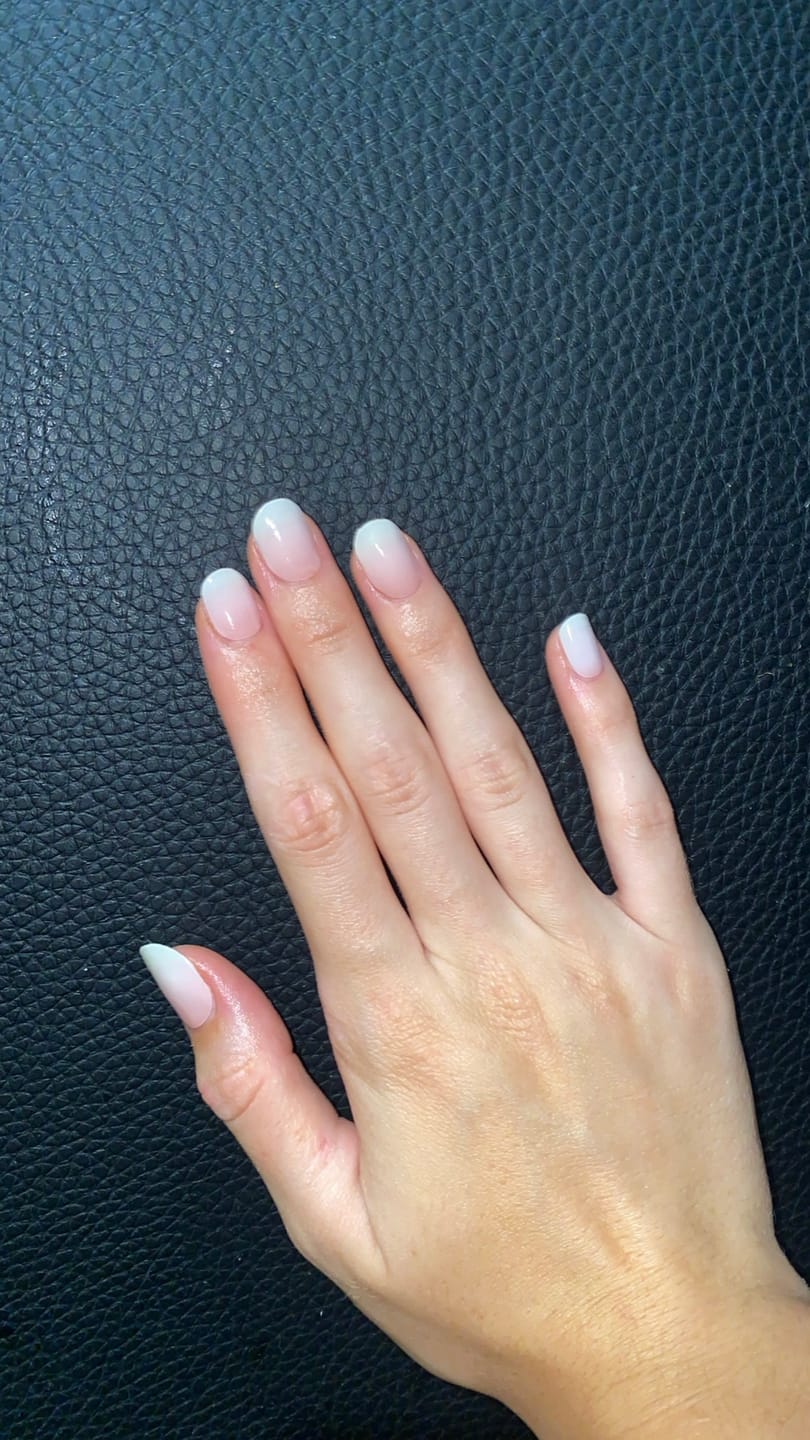 Customer photo review of Nude Pink Ombre DIY Semicured Gel Nail Sticker Kit
