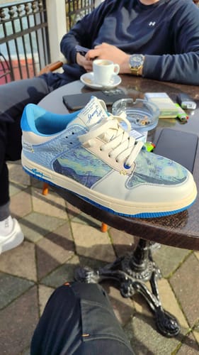 Customer photo review of Van Gogh Starry Night inspired sneakers