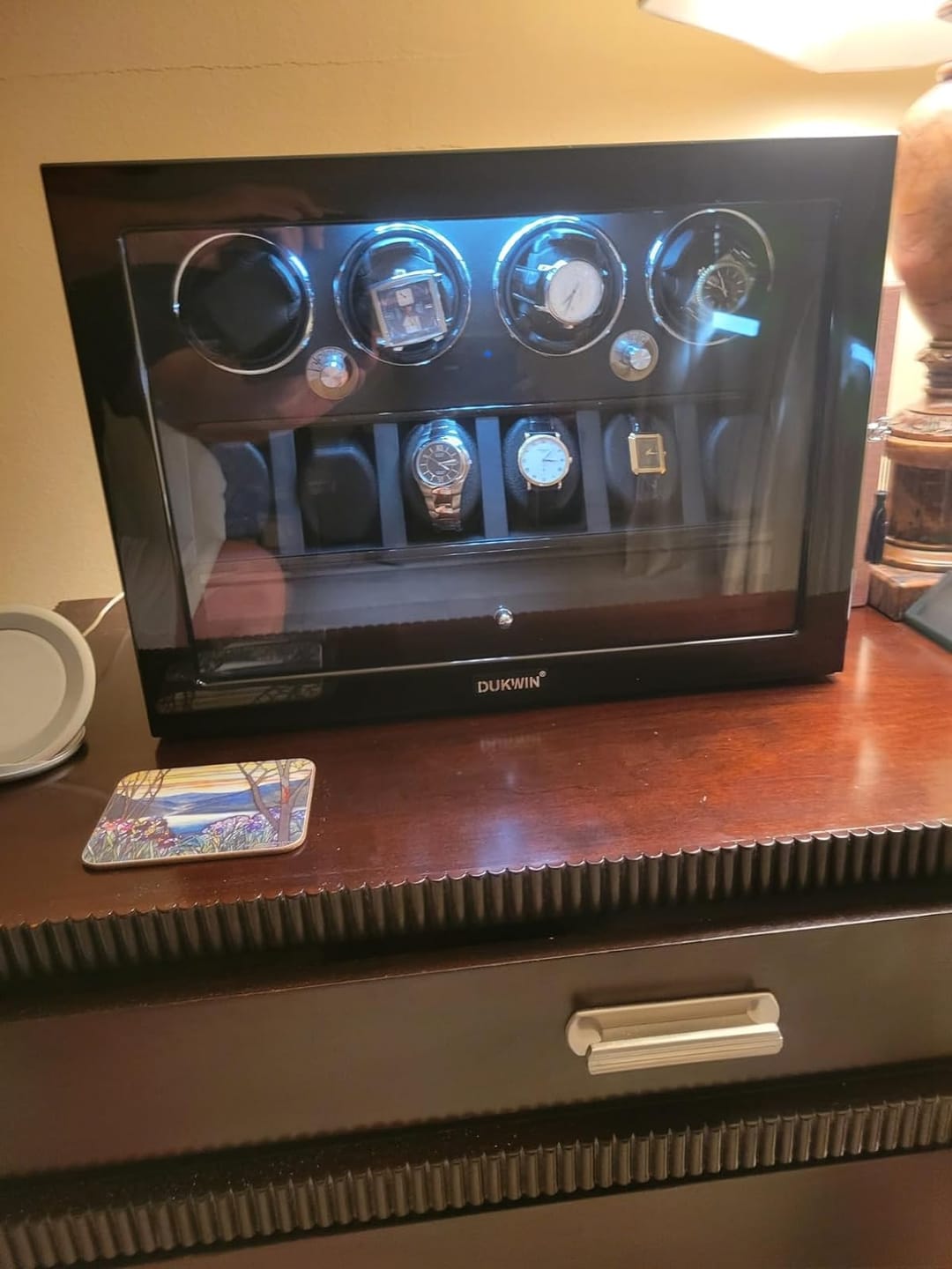 Customer photo review of 4 Watch Winders for Automatic Watches with 6 Watches Display Organizer