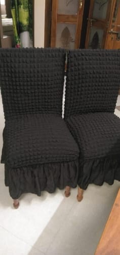 Customer photo review of 2023 Turkish Bubble Frill Chair Covers : Beige