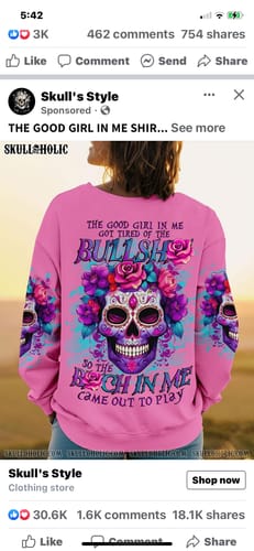 Customer photo review of THE GOOD GIRL IN ME SUGAR SKULL ALL OVER PRINT - TLNO2809233