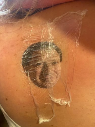 Customer photo review of Custom Photo Face Temporary Tattoo