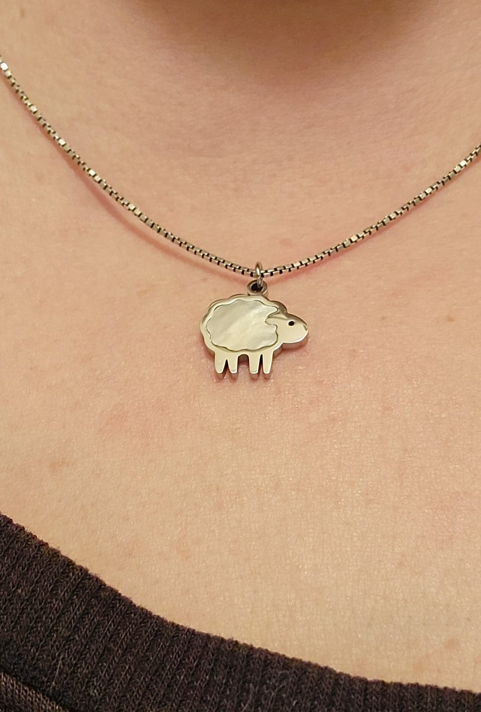 Customer photo review of Parable of the Lost Sheep - Stainless Steel Necklace