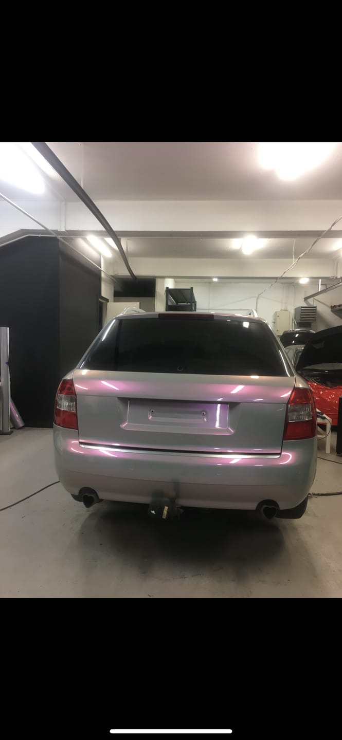 Customer photo review of Candy Metallic Gray Pink Vinyl Wrap