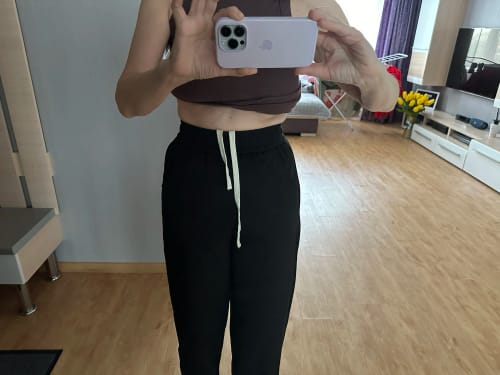 Customer photo review of INFLATION Unisex Wide Leg Pants Men Solid Straight Leg Mopping Pants Couple Wear Casual Trousers