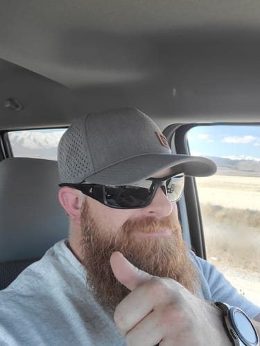 Customer photo review of Curved 5-Panel Performance Hats