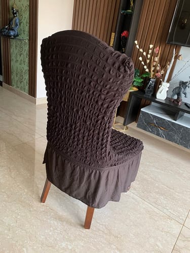 Customer photo review of 2023 Turkish Bubble Frill Chair Covers : Beige