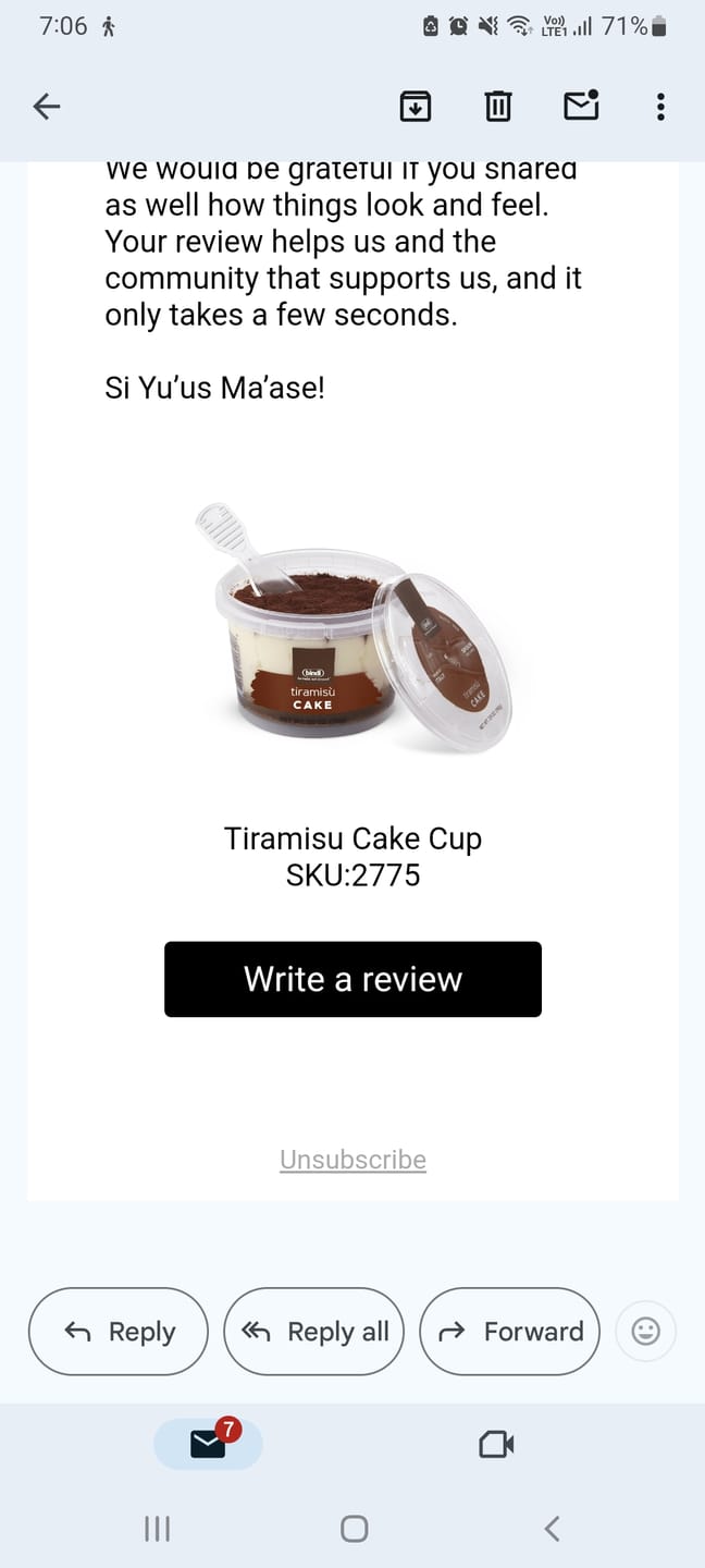 Customer photo review of Tiramisu Cake Cup  SKU:2775