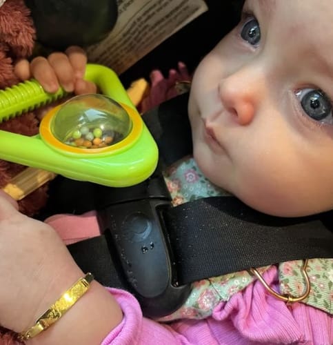 Customer photo review of Personalized Baby Name and Birthstone Bracelet
