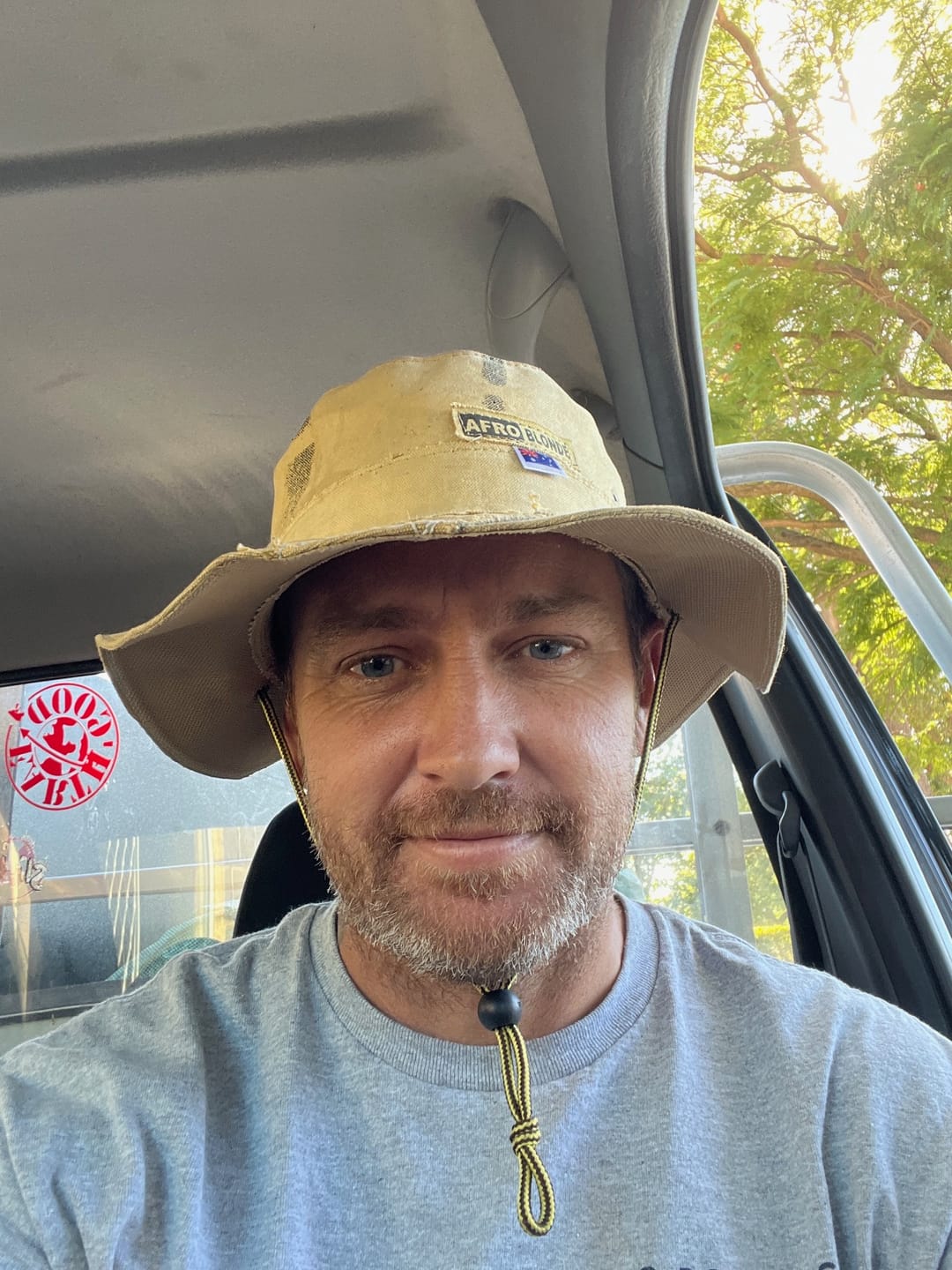 Customer photo review of Bucket Hat, Sand
