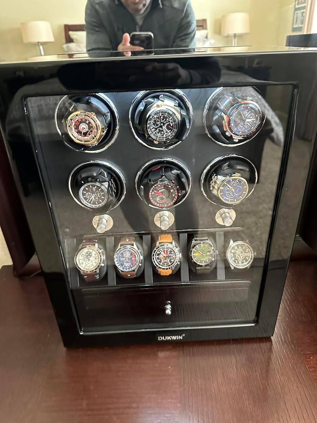 Customer photo review of Compact 6 Watch Winders with 5 Watches Organizer Storage Space Quiet Mabuchi Motor