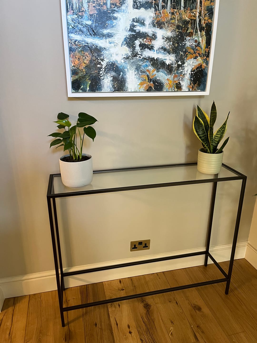 Customer photo review of Madison Glass Metal Console Table - Dark Bronze