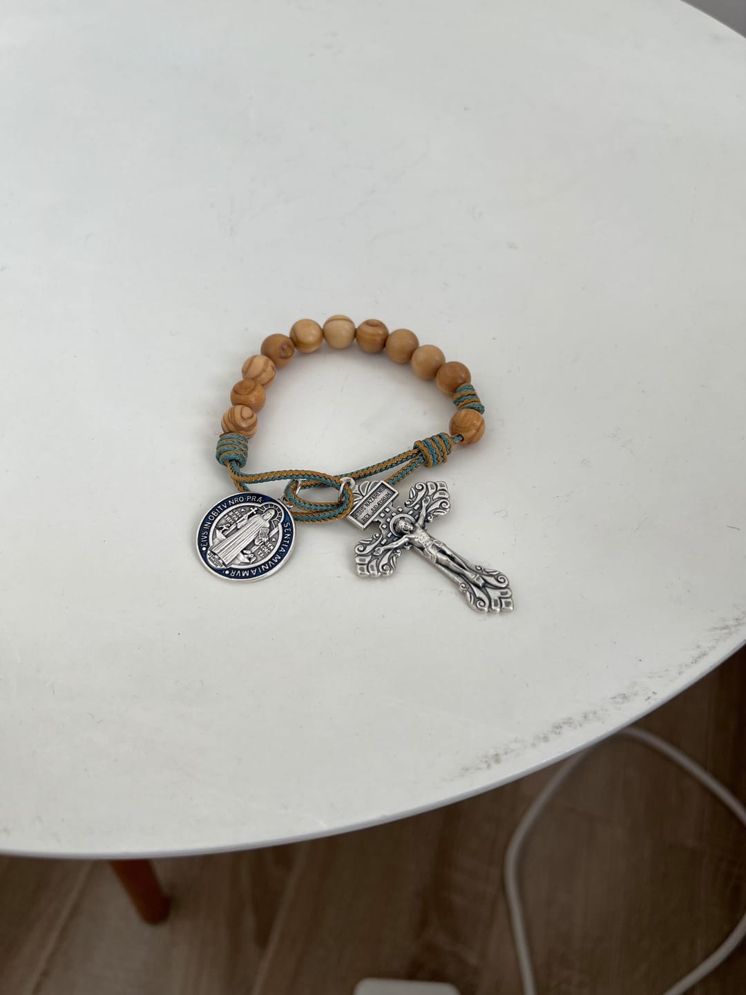 Customer photo review of Olive Wood Saint Benedict Bead Bracelet and Cross