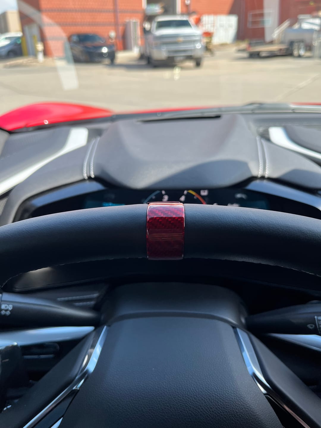 Customer photo review of C8 2020+ Corvette Steering Wheel Racing Stripe Carbon Fiber Covers