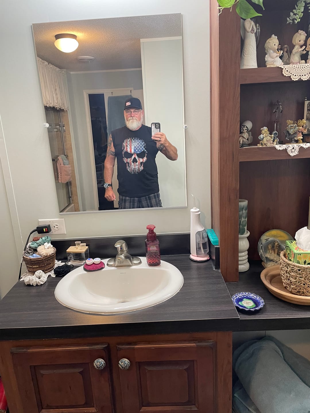 Customer photo review of USA Flag Skull T-Shirt