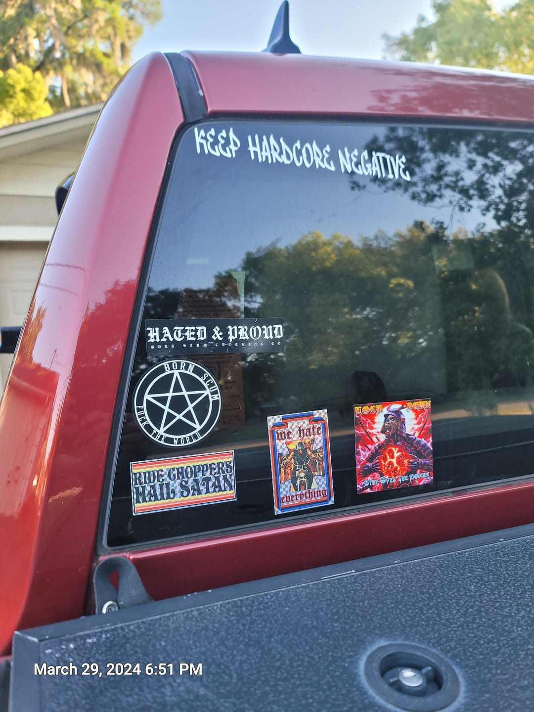 Customer photo review of HATED & PROUD 5.5" X 1.25" STICKER