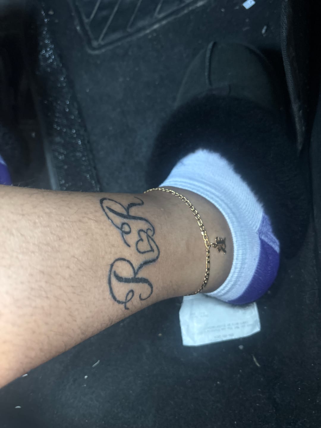 Customer photo review of Gothic Initial Anklet